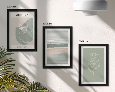 3-piece wall art set Abstract shapes in pastel shades with plants
