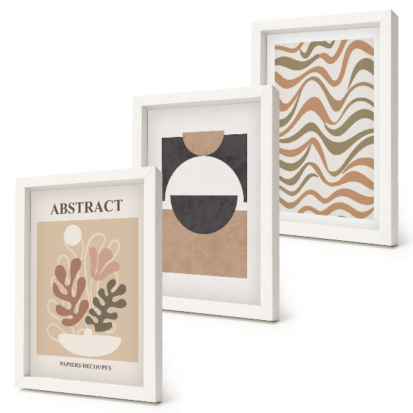 Framed triptych Abstract shapes and patterns in subdued colors
