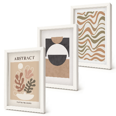 Framed triptych Abstract shapes and patterns in subdued colors