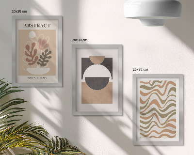 Framed triptych Abstract shapes and patterns in subdued colors
