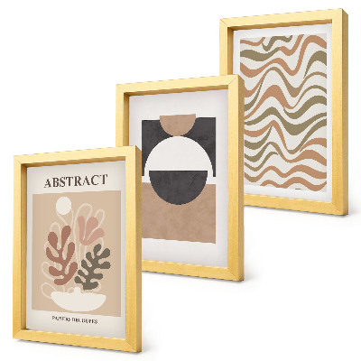 Framed triptych Abstract shapes and patterns in subdued colors