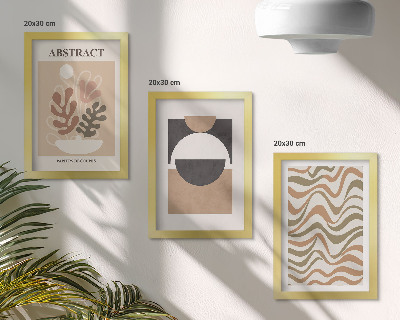 Framed triptych Abstract shapes and patterns in subdued colors