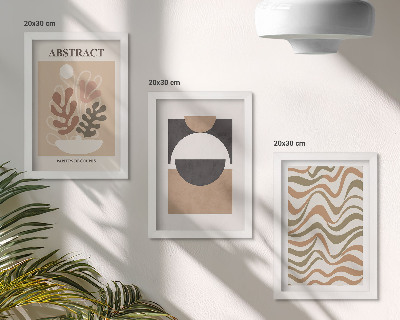 Framed triptych Abstract shapes and patterns in subdued colors
