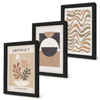Framed triptych Abstract shapes and patterns in subdued colors