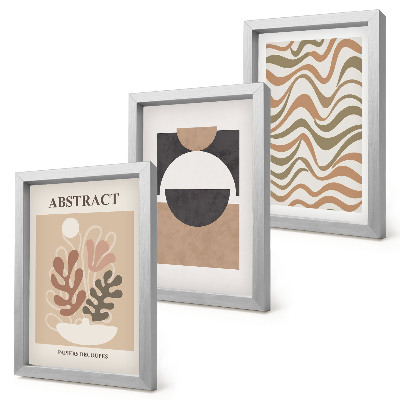 Framed triptych Abstract shapes and patterns in subdued colors