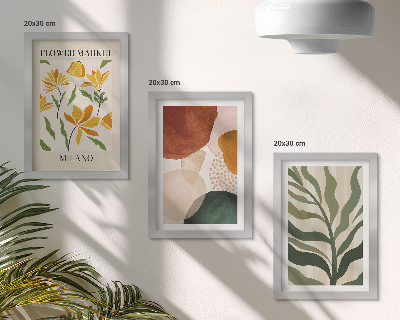 3-piece wall art set Floral motifs with abstract shapes and leaves