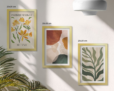 3-piece wall art set Floral motifs with abstract shapes and leaves
