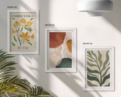 3-piece wall art set Floral motifs with abstract shapes and leaves