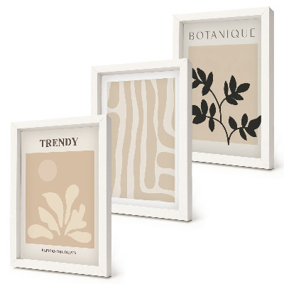 Photo frame wall Stylish plant patterns in shades of beige and black
