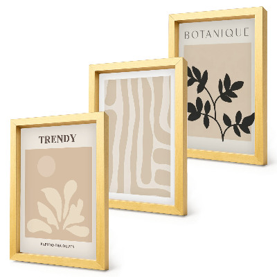 Photo frame wall Stylish plant patterns in shades of beige and black