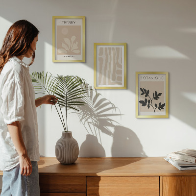 Photo frame wall Stylish plant patterns in shades of beige and black