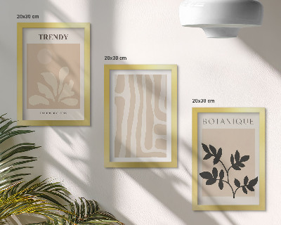 Photo frame wall Stylish plant patterns in shades of beige and black