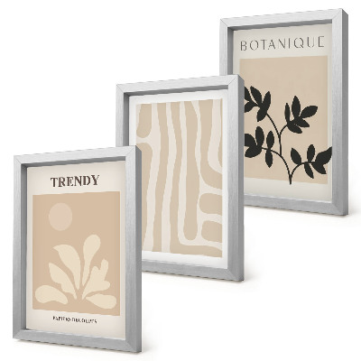Photo frame wall Stylish plant patterns in shades of beige and black