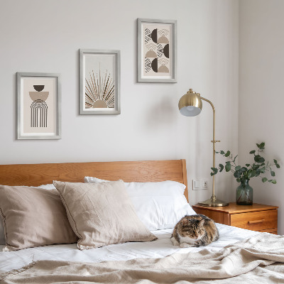 Framed triptych Abstract shapes in shades of beige and brown