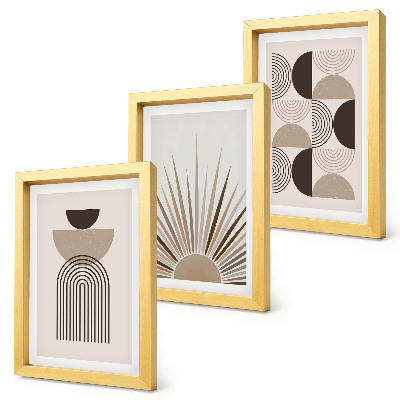 Framed triptych Abstract shapes in shades of beige and brown