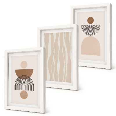 3-piece wall art set Abstract shapes in shades of brown and beige