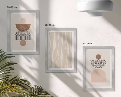 3-piece wall art set Abstract shapes in shades of brown and beige