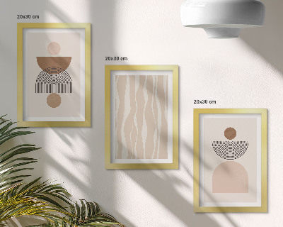 3-piece wall art set Abstract shapes in shades of brown and beige