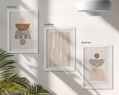 3-piece wall art set Abstract shapes in shades of brown and beige