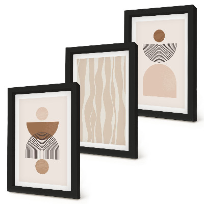 3-piece wall art set Abstract shapes in shades of brown and beige