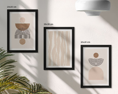 3-piece wall art set Abstract shapes in shades of brown and beige