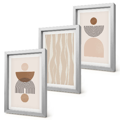 3-piece wall art set Abstract shapes in shades of brown and beige