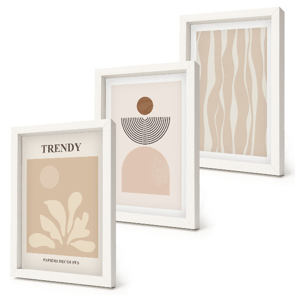 Photo frame wall Stylish abstract compositions in shades of beige