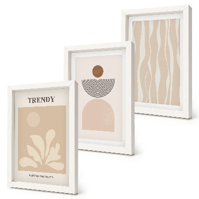 Photo frame wall Stylish abstract compositions in shades of beige
