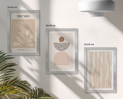 Photo frame wall Stylish abstract compositions in shades of beige