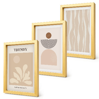 Photo frame wall Stylish abstract compositions in shades of beige