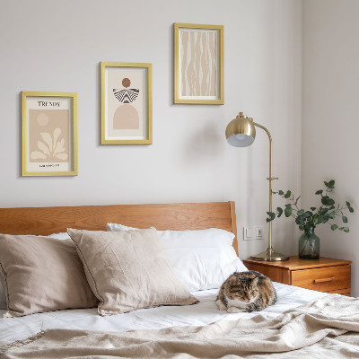 Photo frame wall Stylish abstract compositions in shades of beige
