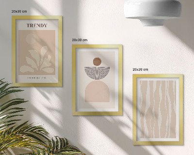 Photo frame wall Stylish abstract compositions in shades of beige