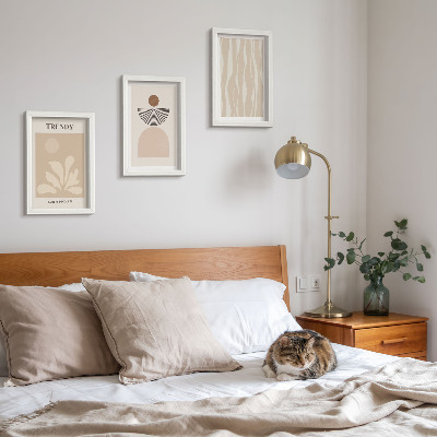 Photo frame wall Stylish abstract compositions in shades of beige