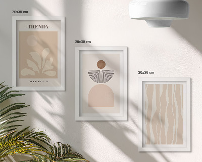 Photo frame wall Stylish abstract compositions in shades of beige