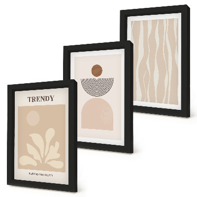Photo frame wall Stylish abstract compositions in shades of beige