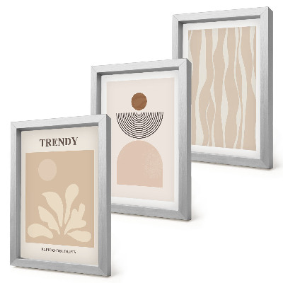 Photo frame wall Stylish abstract compositions in shades of beige
