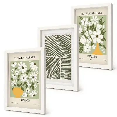 Floral patterns London and Dublin abstract lines framed triptych