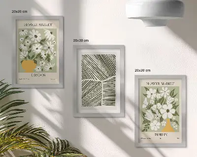 Floral patterns London and Dublin abstract lines framed triptych