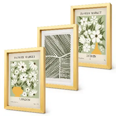 Floral patterns London and Dublin abstract lines framed triptych