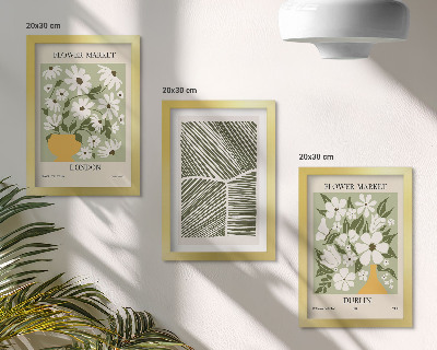 Framed triptych Floral patterns London and Dublin abstract lines