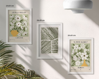 Framed triptych Floral patterns London and Dublin abstract lines