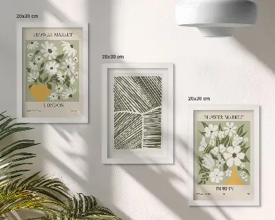 Floral patterns London and Dublin abstract lines framed triptych