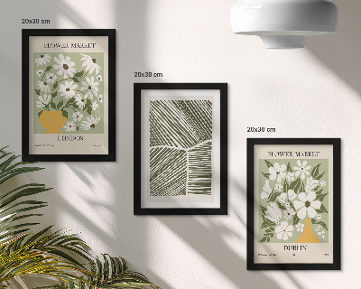 Framed triptych Floral patterns London and Dublin abstract lines