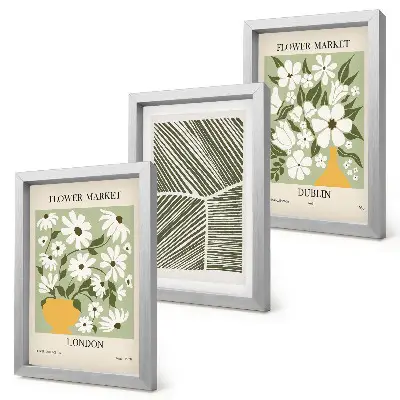 Floral patterns London and Dublin abstract lines framed triptych