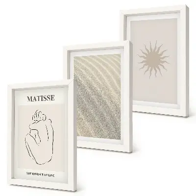 3-piece wall art set minimalist lines with sand waves and sun design