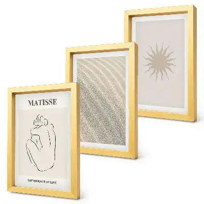 3-piece wall art set minimalist lines with sand waves and sun design
