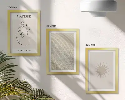 3-piece wall art set minimalist lines with sand waves and sun design