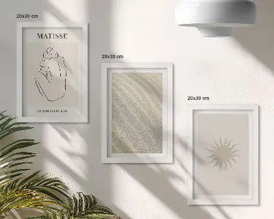3-piece wall art set minimalist lines with sand waves and sun design