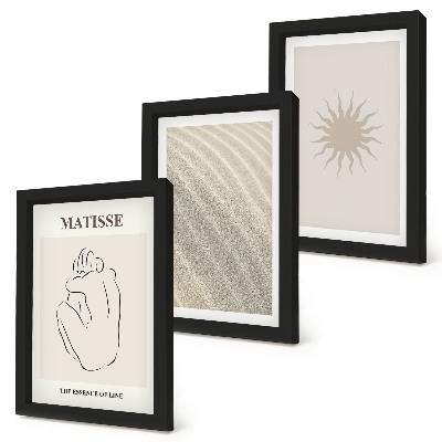 3-piece wall art set Minimalist lines, sand, waves and sun