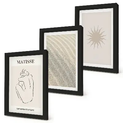 3-piece wall art set minimalist lines with sand waves and sun design